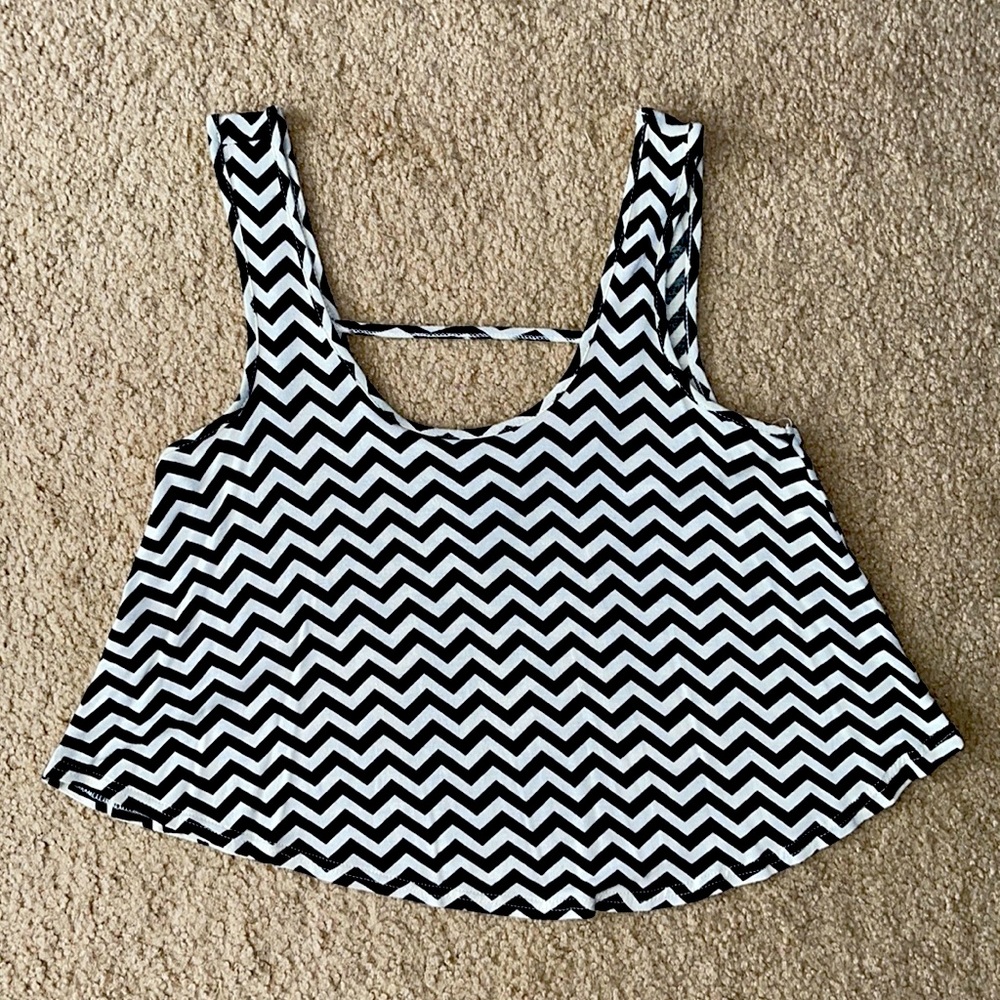 Rue 21 Stripe Crop Tank - black & white